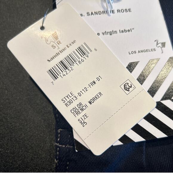 Free People x Sandrine Rose Pinstripe Knee Patch Jeans - Picture 4 of 9